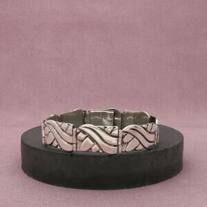 sterling silver vintage panel link bracelet size 6.75in